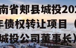 河南省郏县城投2023年债权转让项目（郏县城投公司董事长）