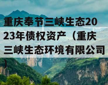 重庆奉节三峡生态2023年债权资产（重庆三峡生态环境有限公司）