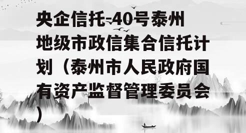 央企信托-40号泰州地级市政信集合信托计划（泰州市人民政府国有资产监督管理委员会）