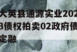 大英县通源实业2023债权拍卖02政府债定融