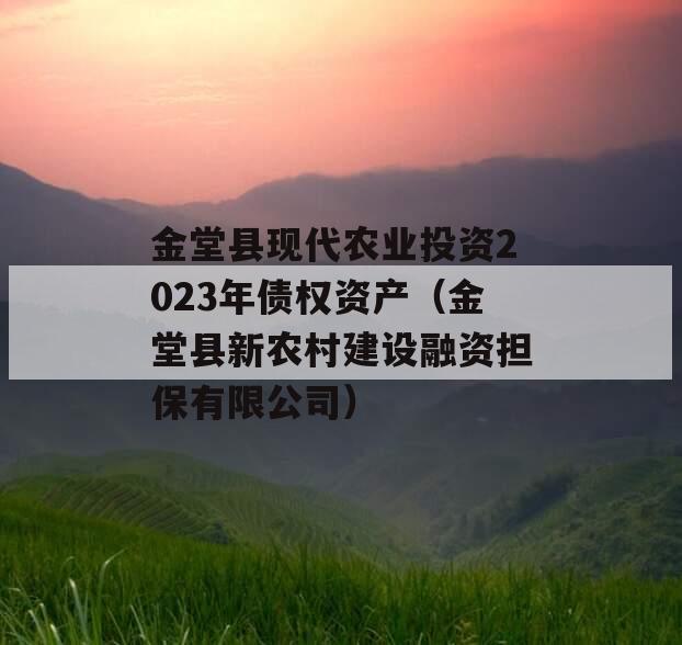 金堂县现代农业投资2023年债权资产（金堂县新农村建设融资担保有限公司）