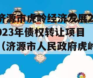 济源市虎岭经济发展2023年债权转让项目（济源市人民政府虎岭）