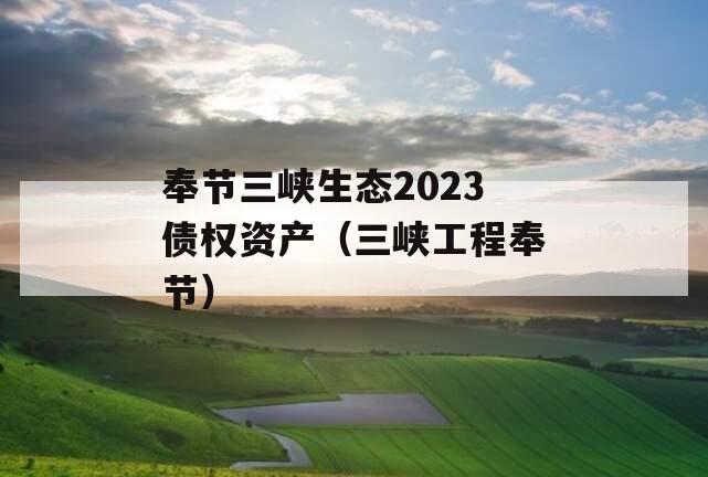 奉节三峡生态2023债权资产（三峡工程奉节）