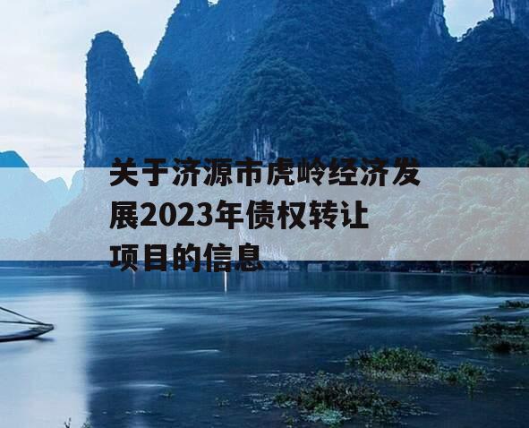 关于济源市虎岭经济发展2023年债权转让项目的信息