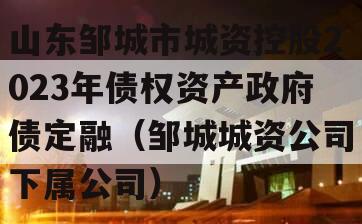 山东邹城市城资控股2023年债权资产政府债定融（邹城城资公司下属公司）