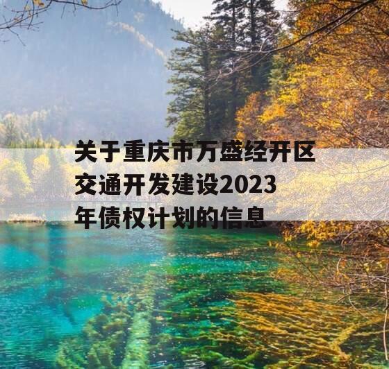 关于重庆市万盛经开区交通开发建设2023年债权计划的信息