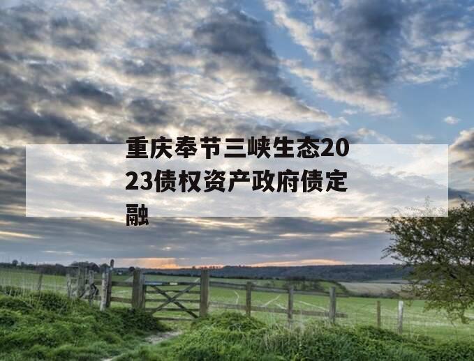 重庆奉节三峡生态2023债权资产政府债定融