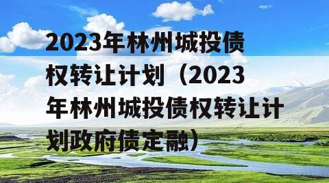 2023年林州城投债权转让计划（2023年林州城投债权转让计划政府债定融）