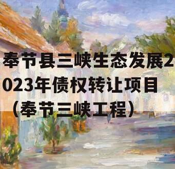 奉节县三峡生态发展2023年债权转让项目（奉节三峡工程）