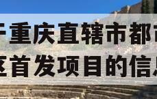 关于重庆直辖市都市主城区首发项目的信息