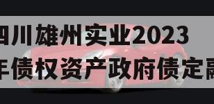 四川雄州实业2023年债权资产政府债定融