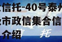 央企信托-40号泰州地级市政信集合信托的简单介绍