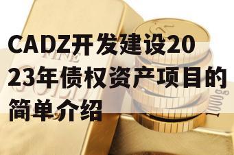 CADZ开发建设2023年债权资产项目的简单介绍