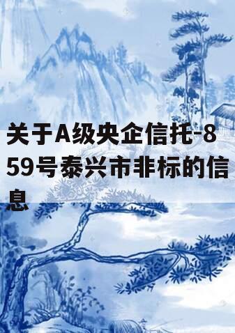 关于A级央企信托-859号泰兴市非标的信息