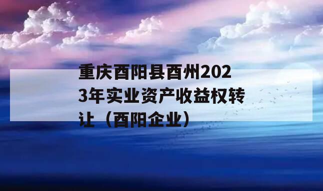 重庆酉阳县酉州2023年实业资产收益权转让（酉阳企业）