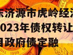 山东济源市虎岭经济发展2023年债权转让项目政府债定融