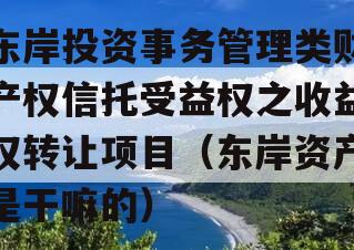 东岸投资事务管理类财产权信托受益权之收益权转让项目（东岸资产是干嘛的）