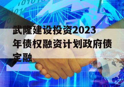 武隆建设投资2023年债权融资计划政府债定融