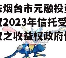 山东烟台市元融投资财产权2023年信托受益权之收益权政府债定融