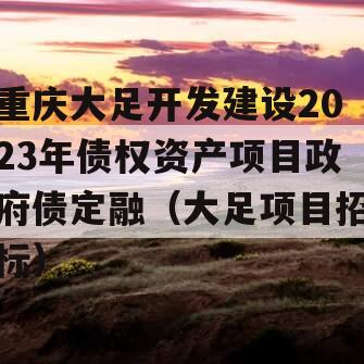 重庆大足开发建设2023年债权资产项目政府债定融（大足项目招标）