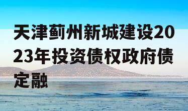 天津蓟州新城建设2023年投资债权政府债定融