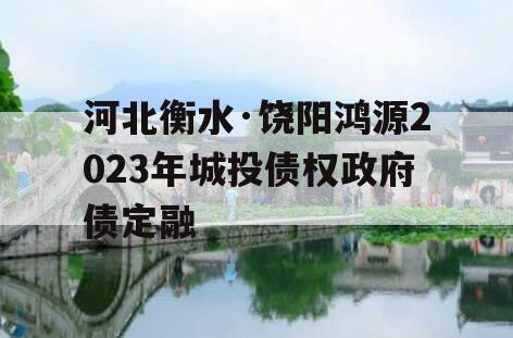 河北衡水·饶阳鸿源2023年城投债权政府债定融