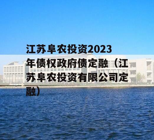 江苏阜农投资2023年债权政府债定融（江苏阜农投资有限公司定融）