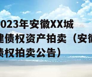 2023年安徽XX城建债权资产拍卖（安徽债权拍卖公告）