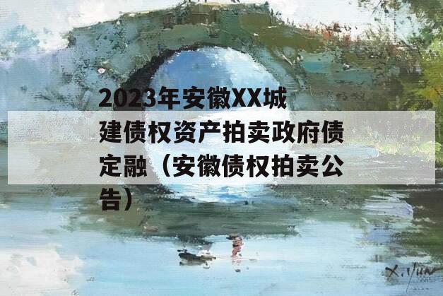 2023年安徽XX城建债权资产拍卖政府债定融（安徽债权拍卖公告）