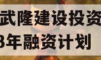 重庆武隆建设投资债权2023年融资计划