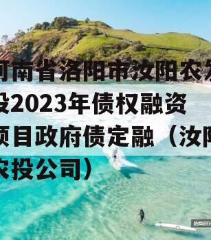 河南省洛阳市汝阳农发投2023年债权融资项目政府债定融（汝阳农投公司）