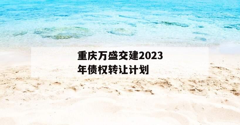 重庆万盛交建2023年债权转让计划