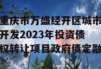 重庆市万盛经开区城市开发2023年投资债权转让项目政府债定融