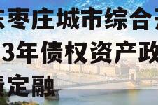 山东枣庄城市综合开发2023年债权资产政府债定融