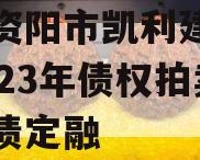 四川资阳市凯利建设投资2023年债权拍卖政府债定融