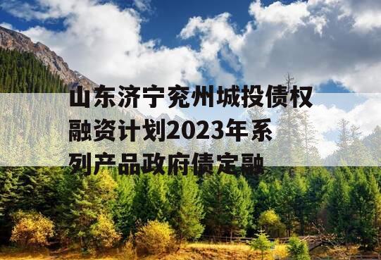 山东济宁兖州城投债权融资计划2023年系列产品政府债定融