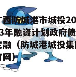 广西防城港市城投2023年融资计划政府债定融（防城港城投集团官网）