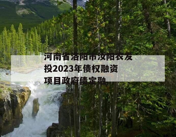 河南省洛阳市汝阳农发投2023年债权融资项目政府债定融