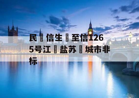 民‮信生‬至信1265号江‮盐苏‬城市非标