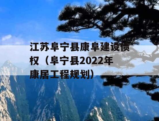 江苏阜宁县康阜建设债权（阜宁县2022年康居工程规划）