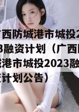 广西防城港市城投2023融资计划（广西防城港市城投2023融资计划公告）