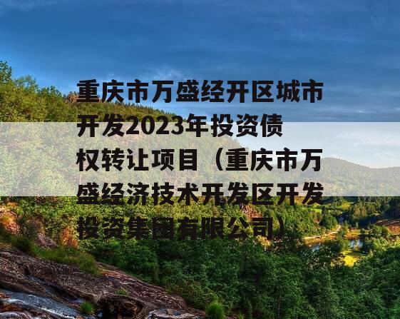 重庆市万盛经开区城市开发2023年投资债权转让项目（重庆市万盛经济技术开发区开发投资集团有限公司）