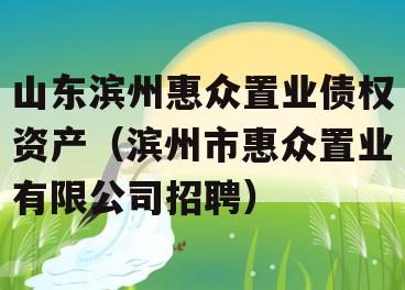 山东滨州惠众置业债权资产（滨州市惠众置业有限公司招聘）