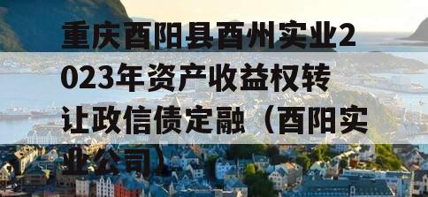 重庆酉阳县酉州实业2023年资产收益权转让政信债定融（酉阳实业公司）