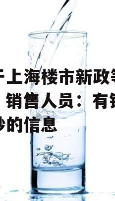 关于上海楼市新政等风来，销售人员：有钱不要炒的信息