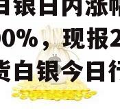 现货白银日内涨幅扩大至2.00%，现报2（现货白银今日行情分析）