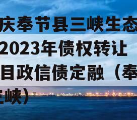 重庆奉节县三峡生态发展2023年债权转让项目政信债定融（奉节 三峡）