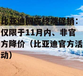 比亚迪回应终端促销：仅限于11月内、非官方降价（比亚迪官方活动）