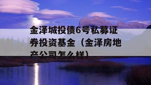 金泽城投债6号私募证券投资基金（金泽房地产公司怎么样）