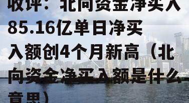 收评：北向资金净买入85.16亿单日净买入额创4个月新高（北向资金净买入额是什么意思）